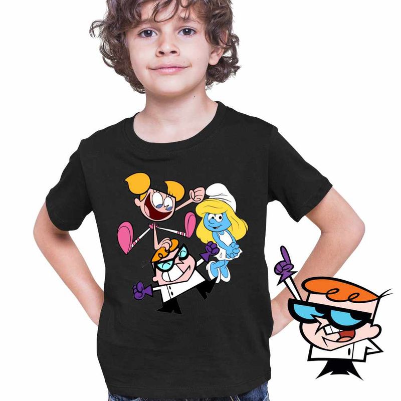 Fashion, accesorii si bijuterii - Copii - Imbracaminte copii - Tricouri copii - Tricou Copii Baieti Laborator Dexter Dee Dee Strumfita Strumfii, negru, marime M Copii - Infinity.ro