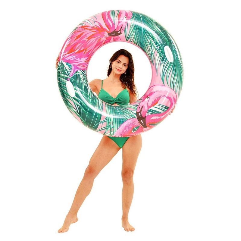 Fashion, accesorii si bijuterii - Femei - Lenjerie si pijamale femei - Imbracaminte de plaja femei - Colac gonflabil cu manere, 115 cm, multicolor, model Tucan sau Flamingo - Infinity.ro