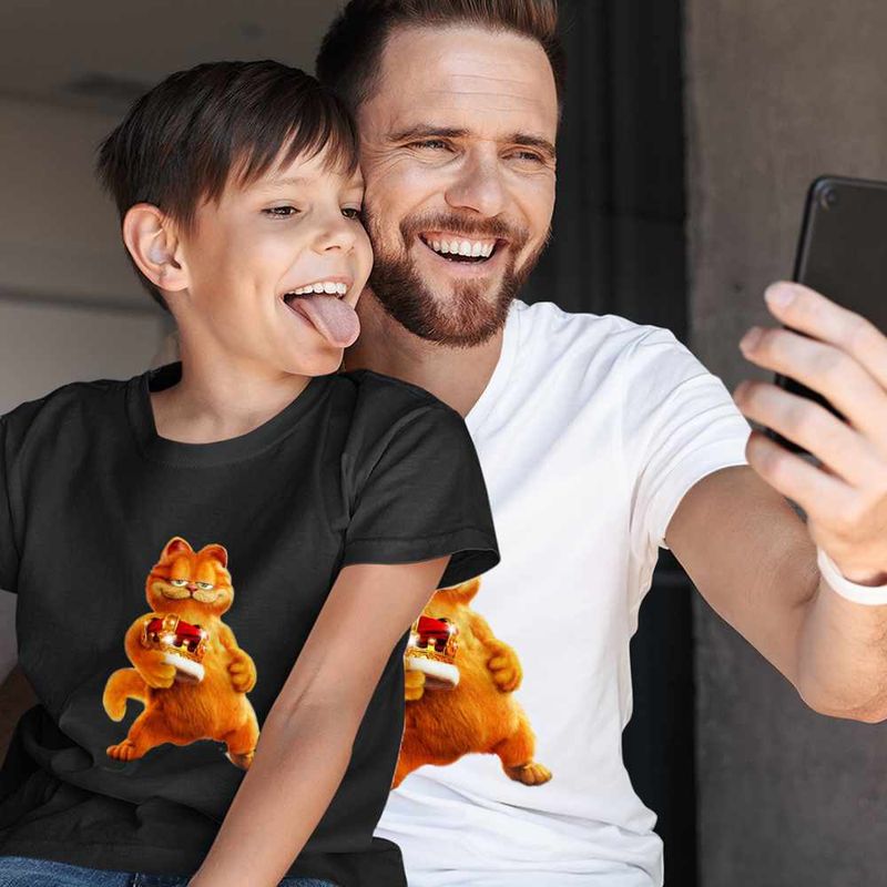 Fashion, accesorii si bijuterii - Copii - Imbracaminte copii - Tricouri copii - Tricou Copii Baieti Garfield Rege Coroana Pisicesti, alb, marime XS Copii - Infinity.ro