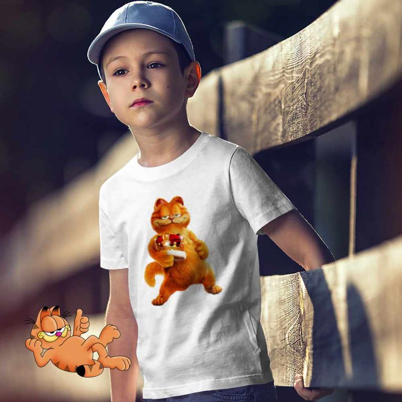 Fashion, accesorii si bijuterii - Copii - Imbracaminte copii - Tricouri copii - Tricou Copii Baieti Garfield Rege Coroana Pisicesti, alb, marime XS Copii - Infinity.ro