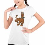 Fashion, accesorii si bijuterii - Copii - Imbracaminte copii - Tricouri copii - Tricou Copii Fete ScoobyDoo Jucaus Flamand, alb, marime S Copii - Infinity.ro