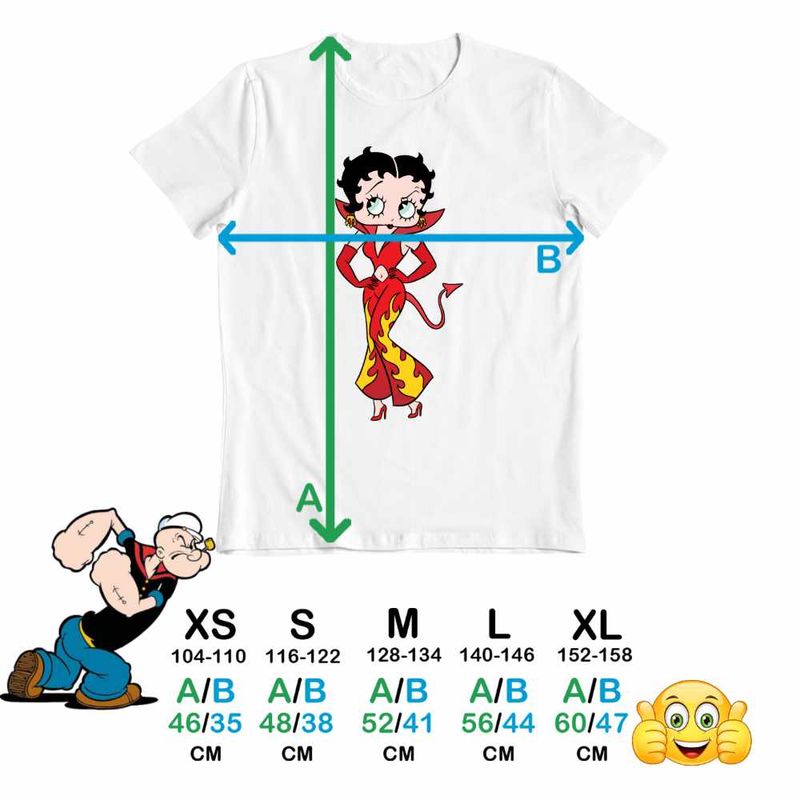 Fashion, accesorii si bijuterii - Copii - Imbracaminte copii - Tricouri copii - Tricou Copii Baieti Betty Boop Diavolita Satan Diavol Iad, alb, marime L Copii - Infinity.ro
