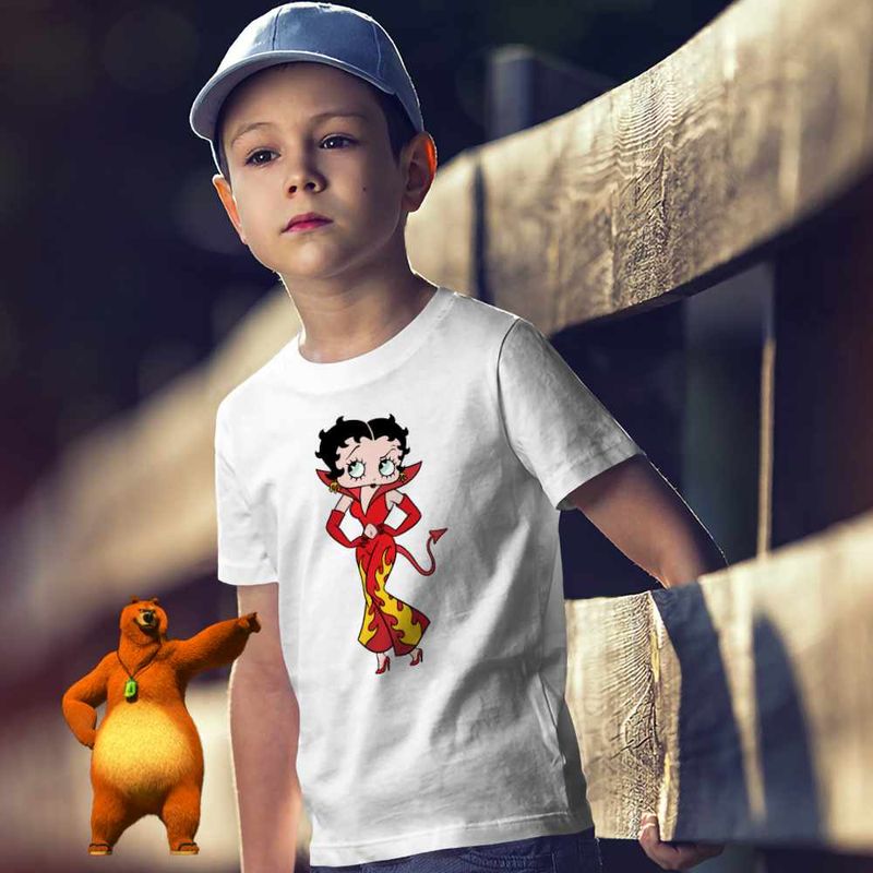 Fashion, accesorii si bijuterii - Copii - Imbracaminte copii - Tricouri copii - Tricou Copii Baieti Betty Boop Diavolita Satan Diavol Iad, alb, marime L Copii - Infinity.ro