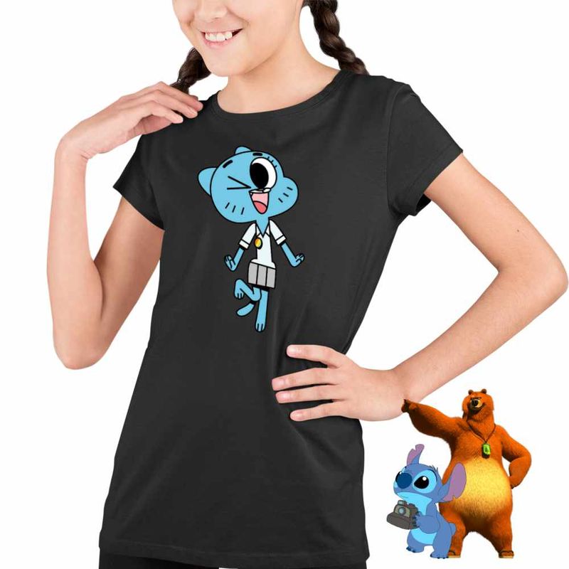 Fashion, accesorii si bijuterii - Copii - Imbracaminte copii - Tricouri copii - Tricou Copii Fete Gumball Nicole Mama CoolTrend, negru, marime M Copii - Infinity.ro