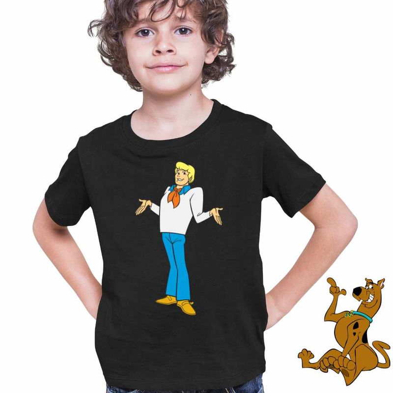 Fashion, accesorii si bijuterii - Copii - Imbracaminte copii - Tricouri copii - Tricou Copii Baieti Scooby Doo Fred Jones, negru, marime XL Copii - Infinity.ro