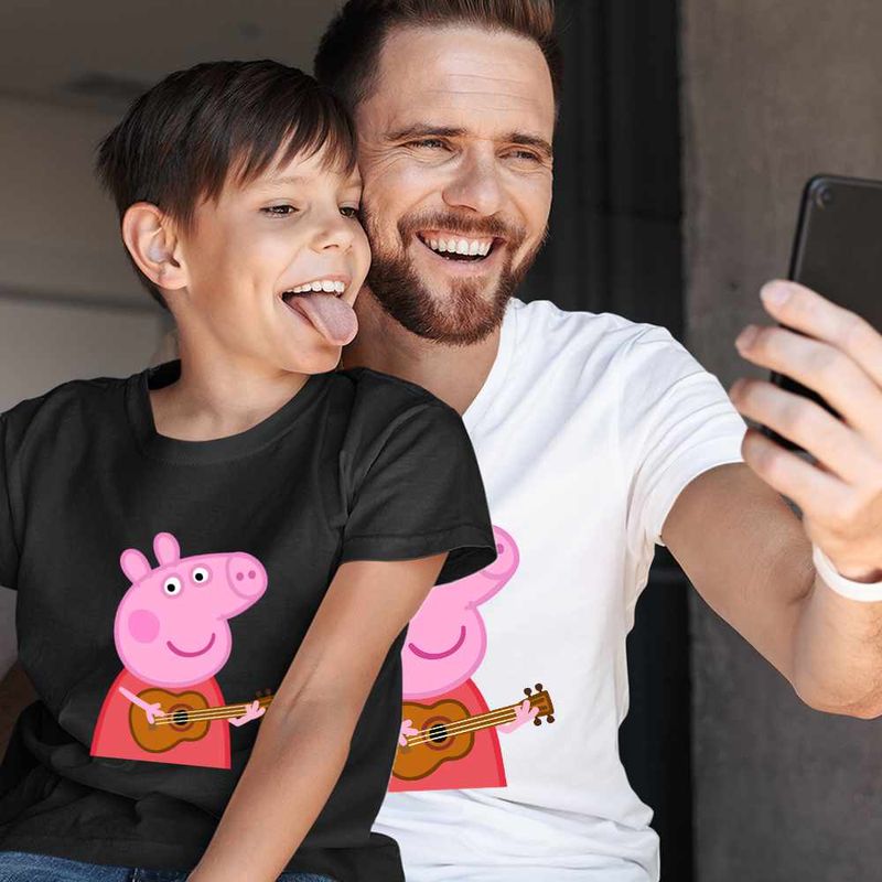 Fashion, accesorii si bijuterii - Copii - Imbracaminte copii - Tricouri copii - Tricou Copii Baieti Peppa Canta la Chitara CoolTrend, alb, marime XL Copii - Infinity.ro
