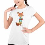 Fashion, accesorii si bijuterii - Copii - Imbracaminte copii - Tricouri copii - Tricou Copii Fete Zootopia Nick Wilde CoolTrend, alb, marime S Copii - Infinity.ro