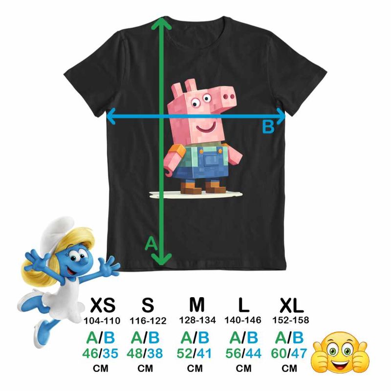 Fashion, accesorii si bijuterii - Copii - Imbracaminte copii - Tricouri copii - Tricou Copii Fete Purcelusa Peppa Pig Minecraft Roblox CoolTrend, negru, marime S Copii - Infinity.ro