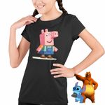 Fashion, accesorii si bijuterii - Copii - Imbracaminte copii - Tricouri copii - Tricou Copii Fete Purcelusa Peppa Pig Minecraft Roblox CoolTrend, negru, marime S Copii - Infinity.ro
