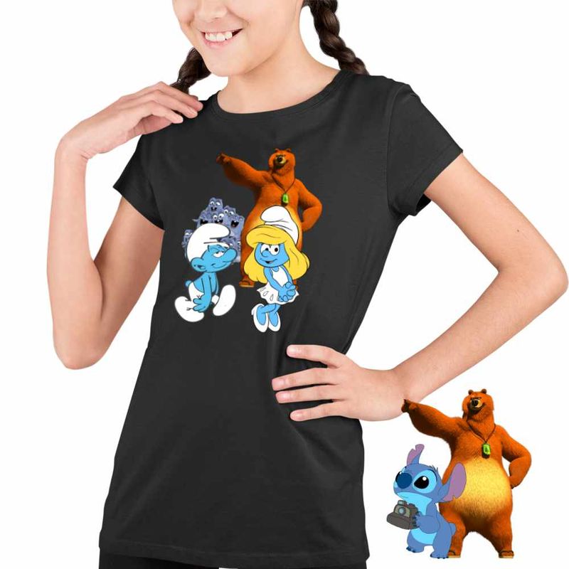Fashion, accesorii si bijuterii - Copii - Imbracaminte copii - Tricouri copii - Tricou Copii Fete Strumfii Grizzy Lemingii Strumfita CoolTrend, negru, marime M Copii - Infinity.ro