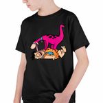 Fashion, accesorii si bijuterii - Copii - Imbracaminte copii - Tricouri copii - Tricou Copii Baieti Familia Flintstone Dino Fred Dinozaur Catel, negru, marime S Copii - Infinity.ro