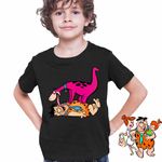 Fashion, accesorii si bijuterii - Copii - Imbracaminte copii - Tricouri copii - Tricou Copii Baieti Familia Flintstone Dino Fred Dinozaur Catel, negru, marime S Copii - Infinity.ro