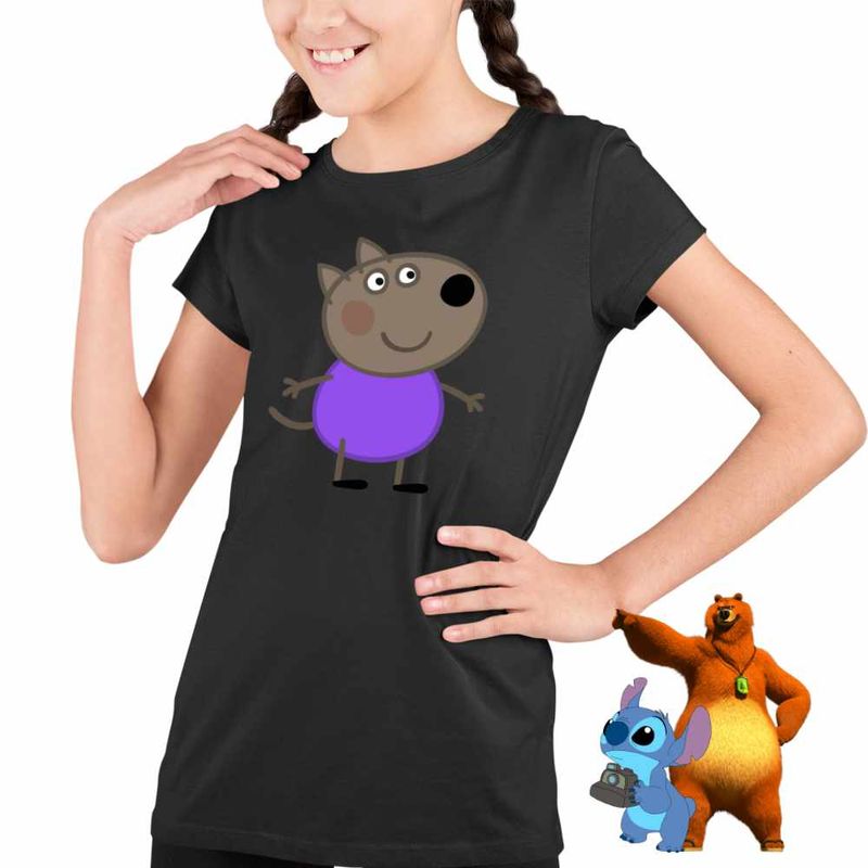 Fashion, accesorii si bijuterii - Copii - Imbracaminte copii - Tricouri copii - Tricou Copii Fete Catelul Danny Purcelusa Peppa Pig CoolTrend, negru, marime M Copii - Infinity.ro