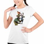 Fashion, accesorii si bijuterii - Copii - Imbracaminte copii - Tricouri copii - Tricou Copii Fete Zootopia Judy Nick Flash CoolTrend, alb, marime S Copii - Infinity.ro