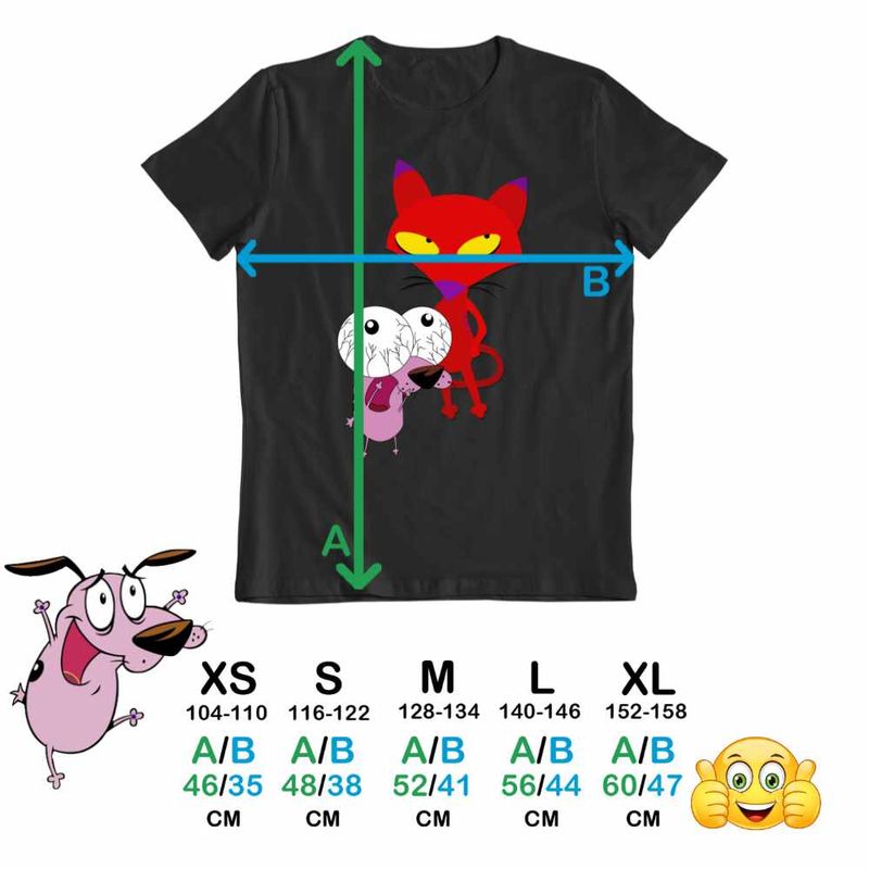 Fashion, accesorii si bijuterii - Copii - Imbracaminte copii - Tricouri copii - Tricou Copii Fete Catel Speriat Curaj Pisica Rosie Malefica, negru, marime M Copii - Infinity.ro