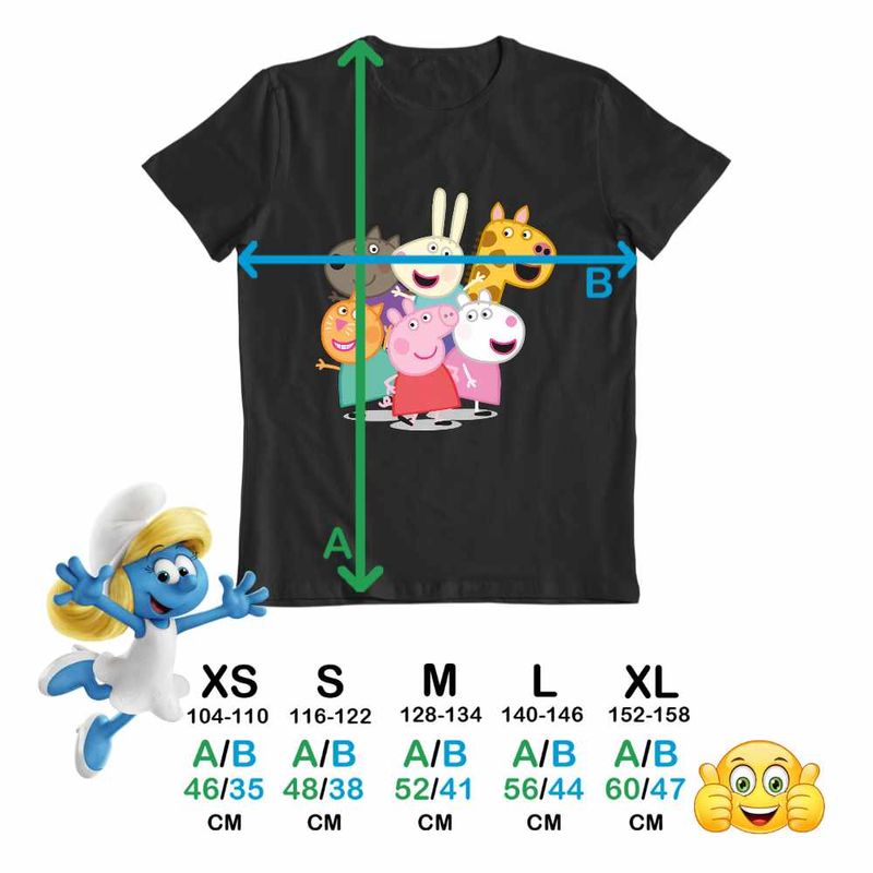 Fashion, accesorii si bijuterii - Copii - Imbracaminte copii - Tricouri copii - Tricou Copii Fete Purcelusa Peppa Pig Prieteni Pepa CoolTrend, negru, marime XS Copii - Infinity.ro