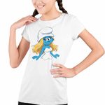 Fashion, accesorii si bijuterii - Copii - Imbracaminte copii - Tricouri copii - Tricou Copii Fete Strumfita Strumfii Smurfette CoolTrend, alb, marime XS Copii - Infinity.ro