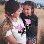 Fashion, accesorii si bijuterii - Copii - Imbracaminte copii - Tricouri copii - Tricou Copii Fete Peppa Pixel Art CoolTrend, alb, marime XS Copii - Infinity.ro