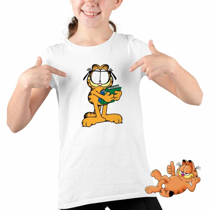 Fashion, accesorii si bijuterii - Copii - Imbracaminte copii - Tricouri copii - Tricou Copii Fete Garfield Carti Scoala Invata, alb, marime XL Copii - Infinity.ro