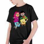 Fashion, accesorii si bijuterii - Copii - Imbracaminte copii - Tricouri copii - Tricou Copii Baieti Tineri Titani Gumball SpongeBob Robin Starfire CoolTrend, negru, marime XS Copii - Infinity.ro