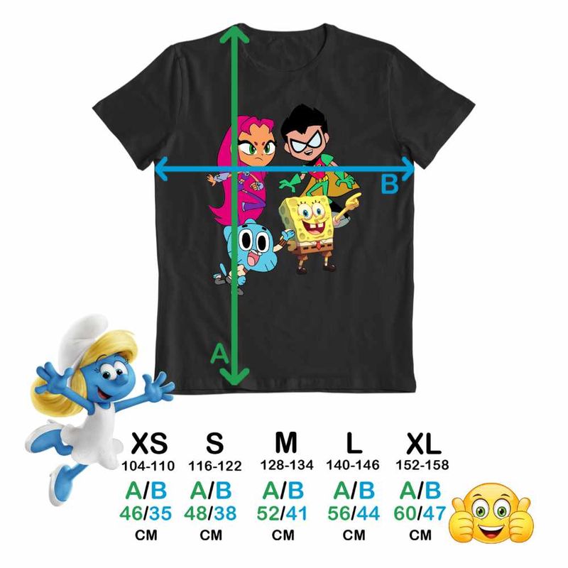 Fashion, accesorii si bijuterii - Copii - Imbracaminte copii - Tricouri copii - Tricou Copii Baieti Tineri Titani Gumball SpongeBob Robin Starfire CoolTrend, negru, marime XS Copii - Infinity.ro