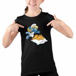 Fashion, accesorii si bijuterii - Copii - Imbracaminte copii - Tricouri copii - Tricou Copii Fete Garfield Strumfita Strumfii Motan, negru, marime XS Copii - Infinity.ro