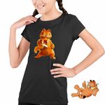 Fashion, accesorii si bijuterii - Copii - Imbracaminte copii - Tricouri copii - Tricou Copii Fete Garfield Rege Coroana Pisicesti, negru, marime XL Copii - Infinity.ro