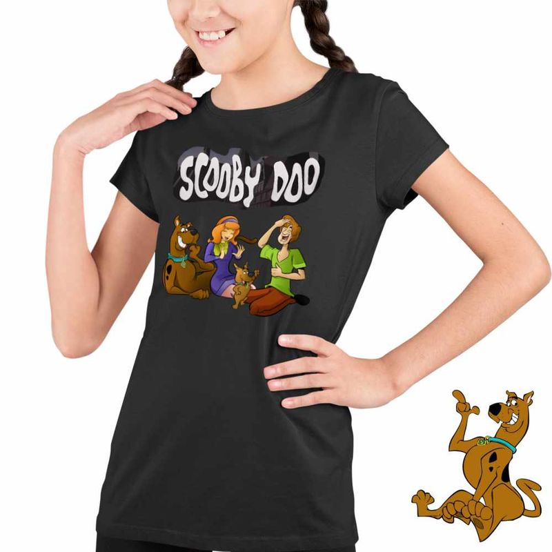Fashion, accesorii si bijuterii - Copii - Imbracaminte copii - Tricouri copii - Tricou Copii Fete Scooby Doo Glume Scrappy Daphne Shaggy, negru, marime XS Copii - Infinity.ro