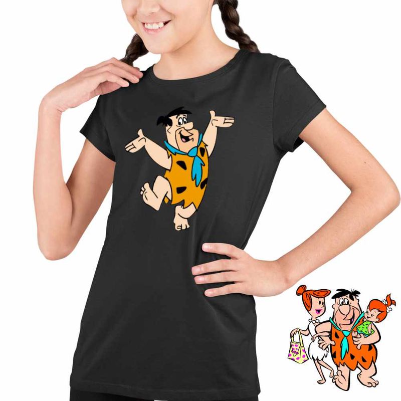 Fashion, accesorii si bijuterii - Copii - Imbracaminte copii - Tricouri copii - Tricou Copii Fete Familia Flintstone Fred Epoca de Piatra, negru, marime M Copii - Infinity.ro