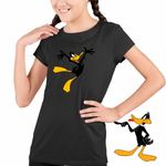 Fashion, accesorii si bijuterii - Copii - Imbracaminte copii - Tricouri copii - Tricou Copii Fete Daffy Duck Ratoi Negru, negru, marime M Copii - Infinity.ro