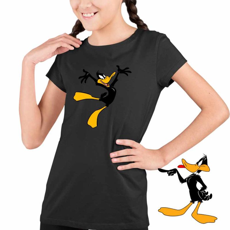 Fashion, accesorii si bijuterii - Copii - Imbracaminte copii - Tricouri copii - Tricou Copii Fete Daffy Duck Ratoi Negru, negru, marime M Copii - Infinity.ro