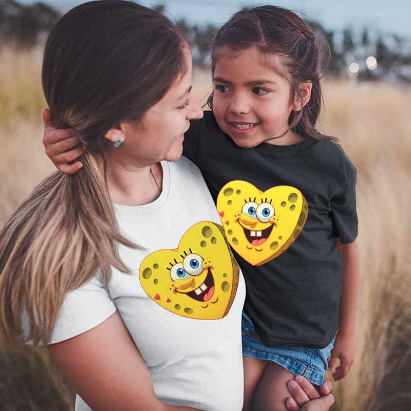 Fashion, accesorii si bijuterii - Copii - Imbracaminte copii - Tricouri copii - Tricou Copii Fete Sponge Bob Inima SpongeBoo Pantaloni Patrati CoolTrend, alb, marime S Copii - Infinity.ro