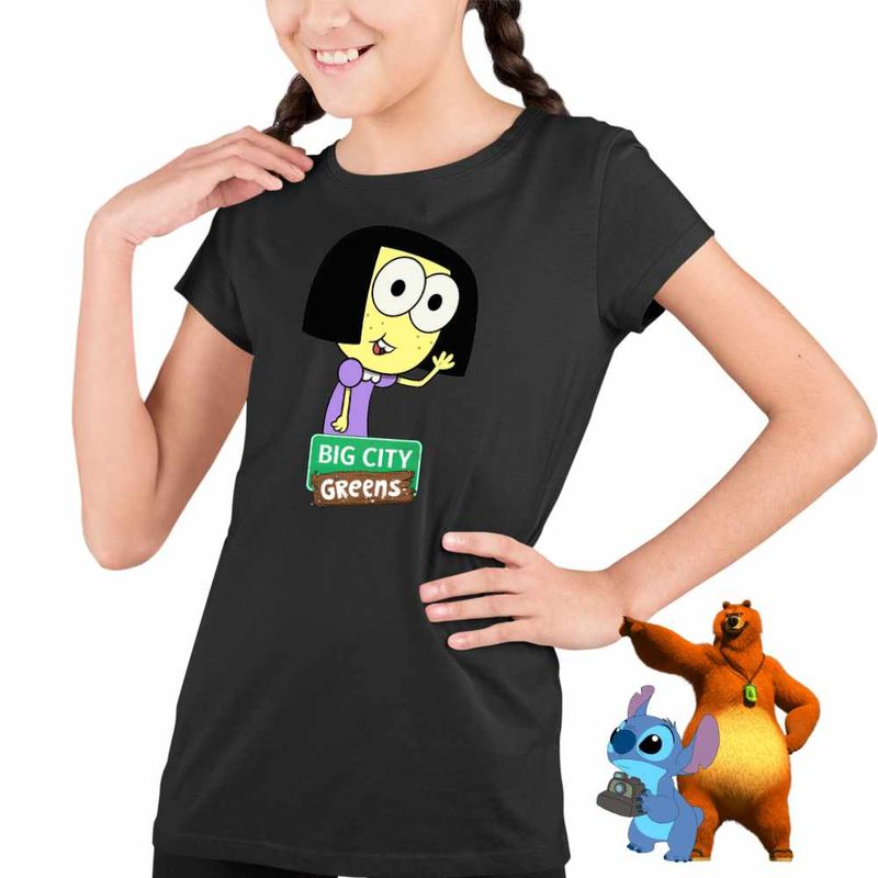 Fashion, accesorii si bijuterii - Copii - Imbracaminte copii - Tricouri copii - Tricou Copii Fete Tilly Familia Green la Oras CoolTrend, negru, marime S Copii - Infinity.ro