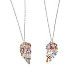 Jucarii, Copii si Bebe - Jucarii si jocuri - Jucarii de rol - Frumusete, bijuterii si accesorii fetite - Colier BFF cu Pandantiv Inima cu Confetti pentru Copii, Set de 2 buc, Argintiu - Infinity.ro