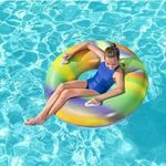 Jucarii, Copii si Bebe - Jucarii si jocuri - Jucarii de exterior - Colaci, ochelari si accesorii inot copii - Colac gonflabil cu manere, diametru 119 cm, design rainbow - Infinity.ro