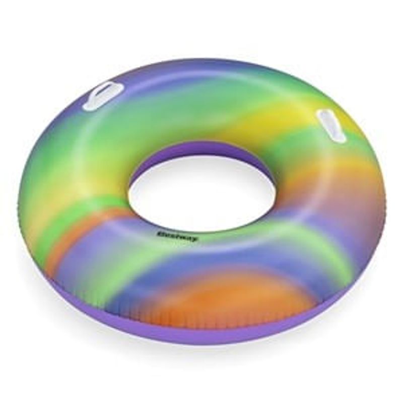 Jucarii, Copii si Bebe - Jucarii si jocuri - Jucarii de exterior - Colaci, ochelari si accesorii inot copii - Colac gonflabil cu manere, diametru 119 cm, design rainbow - Infinity.ro