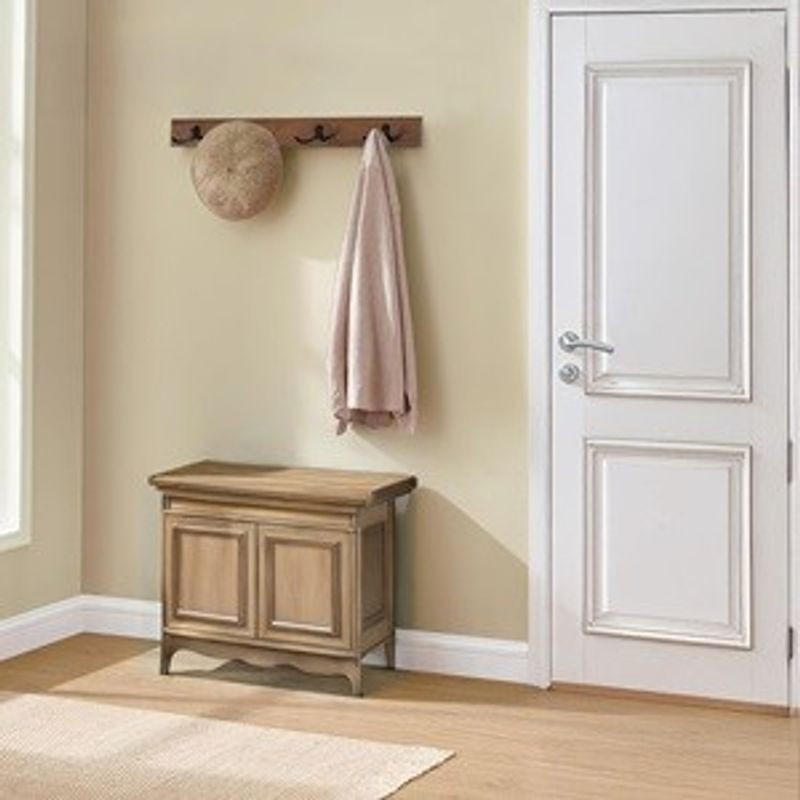 Casa si Gradina - Mobilier - Organizare si depozitare - Cuiere - Cuier de perete din lemn maro cu 4 cârlige, 50x3.6x7 cm - Infinity.ro