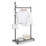 Casa si Gradina - Mobilier - Organizare si depozitare - Cuiere - Cuier metalic cu raft si roti, 84x44x170 cm, Negru - Infinity.ro
