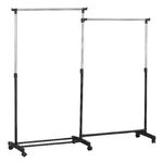 Casa si Gradina - Mobilier - Organizare si depozitare - Cuiere - Cuier metalic cu roti, 2 parti, 155.5x41.5x161cm, argintiu - Infinity.ro