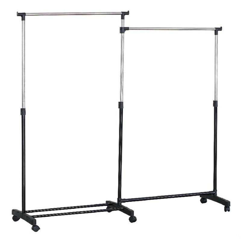 Casa si Gradina - Mobilier - Organizare si depozitare - Cuiere - Cuier metalic cu roti, 2 parti, 155.5x41.5x161cm, argintiu - Infinity.ro