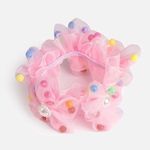 Fashion, accesorii si bijuterii - Copii - Accesorii copii - Accesorii pentru par copii - Elastic de par cu tul roz si margarete cu margele, pentru copii - Infinity.ro