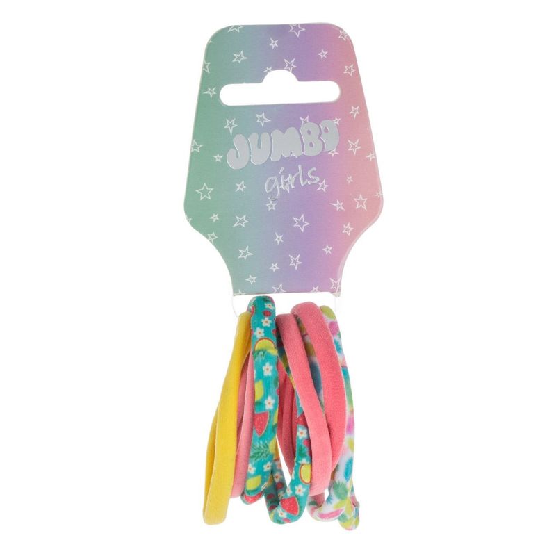 Fashion, accesorii si bijuterii - Copii - Accesorii copii - Accesorii pentru par copii - Elastice de par din frotte pentru copii, Set 8 buc, Multicolor, cu imprimeuri cu flori si fructe - Infinity.ro