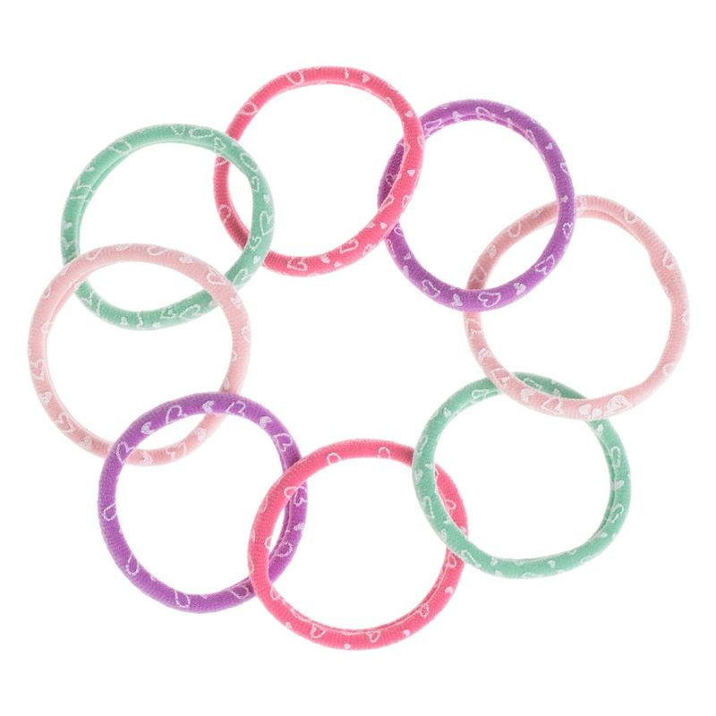 Fashion, accesorii si bijuterii - Copii - Accesorii copii - Accesorii pentru par copii - Elastice de par frotte cu imprimeu inimi pentru copii, 8 bucati, multicolore - Infinity.ro
