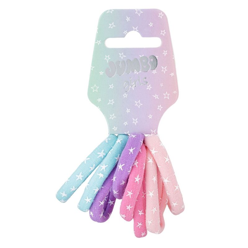 Fashion, accesorii si bijuterii - Copii - Accesorii copii - Accesorii pentru par copii - Elastice de par din frotte pentru copii, Set 8 buc, Multicolor cu stele - Infinity.ro