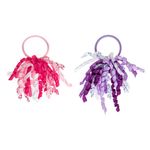 Fashion, accesorii si bijuterii - Copii - Accesorii copii - Accesorii pentru par copii - Elastice de par pentru copii cu panglici ondulate, 2 buc, Fucsia si Lila - Infinity.ro