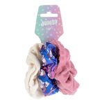 Fashion, accesorii si bijuterii - Copii - Accesorii copii - Accesorii pentru par copii - Elastice de par pentru copii, Set 3 buc, Roz si Ecru, Catifelate cu Model Unicorn - Infinity.ro