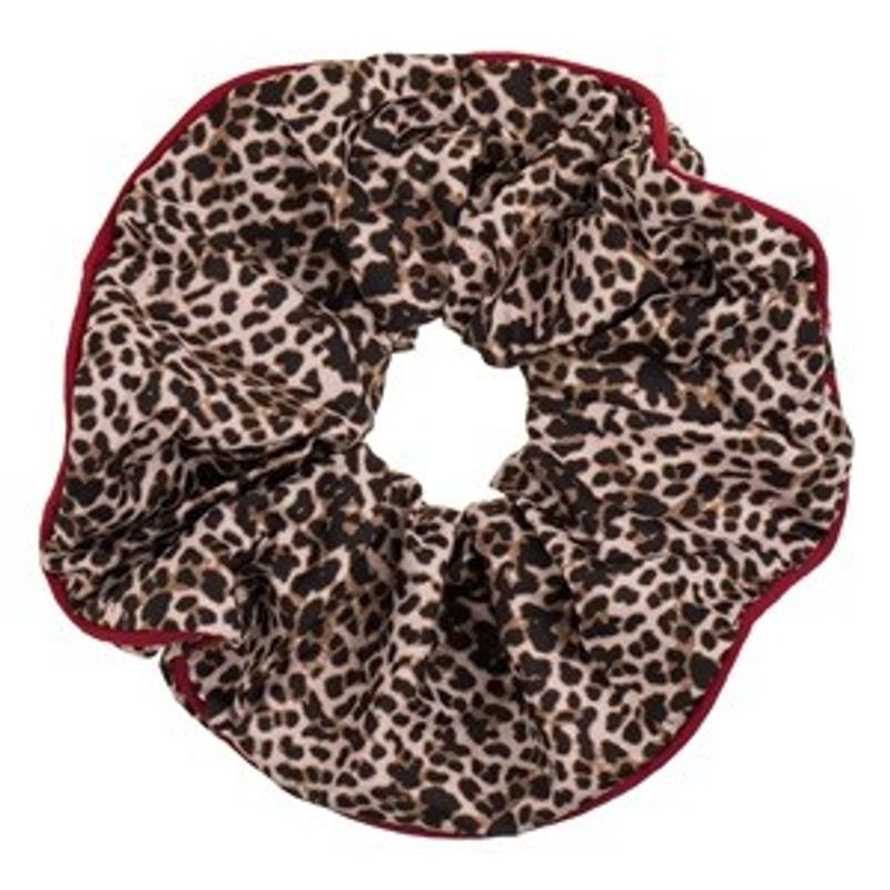 Fashion, accesorii si bijuterii - Femei - Accesorii femei - Accesorii pentru par femei - Elastic de par textil cu model leopard si margine rosie - Infinity.ro