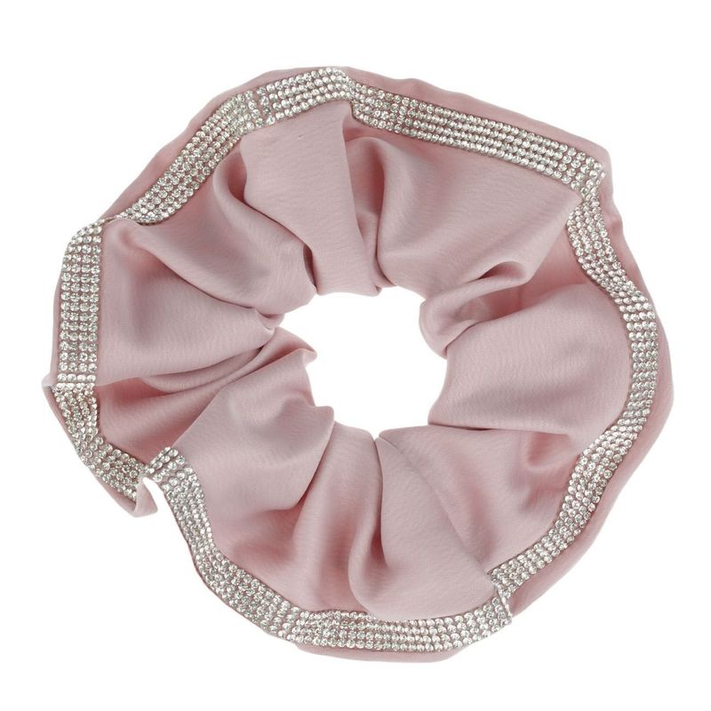 Fashion, accesorii si bijuterii - Femei - Accesorii femei - Accesorii pentru par femei - Elastic de par satinat roz cu strass pentru femei - Infinity.ro