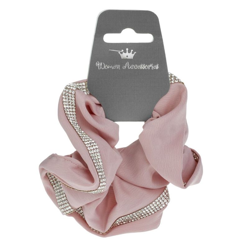 Fashion, accesorii si bijuterii - Femei - Accesorii femei - Accesorii pentru par femei - Elastic de par satinat roz cu strass pentru femei - Infinity.ro