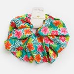 Fashion, accesorii si bijuterii - Femei - Accesorii femei - Accesorii pentru par femei - Elastic de par XXL, Verde, Model Frunze Tropicale si Hibiscus - Infinity.ro